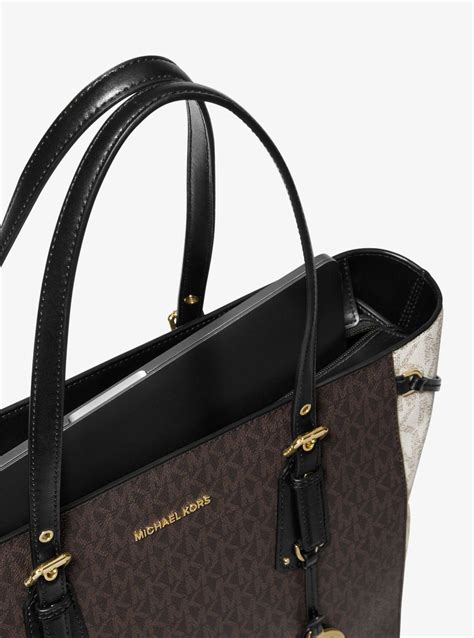 michael kors voyager logo color block tote brn mrn oxbl|Voyager Medium Color.